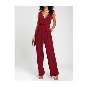 NWT Lulus‎ Kiska Burgundy Lace Wide-Leg Jumpsuit XL
